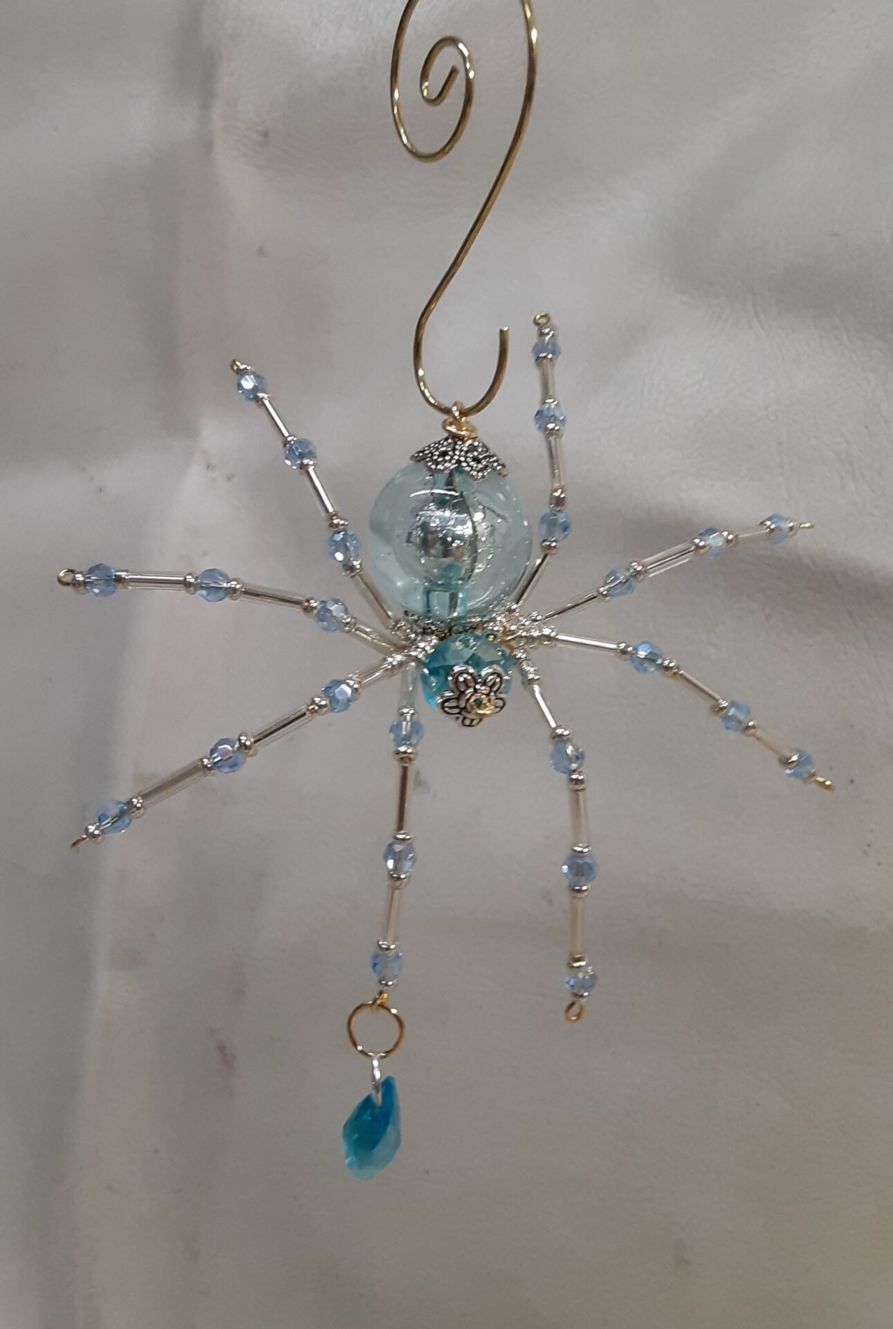 Steampunk/Christmas Dew Drop Crystalline Blue Ice Spider