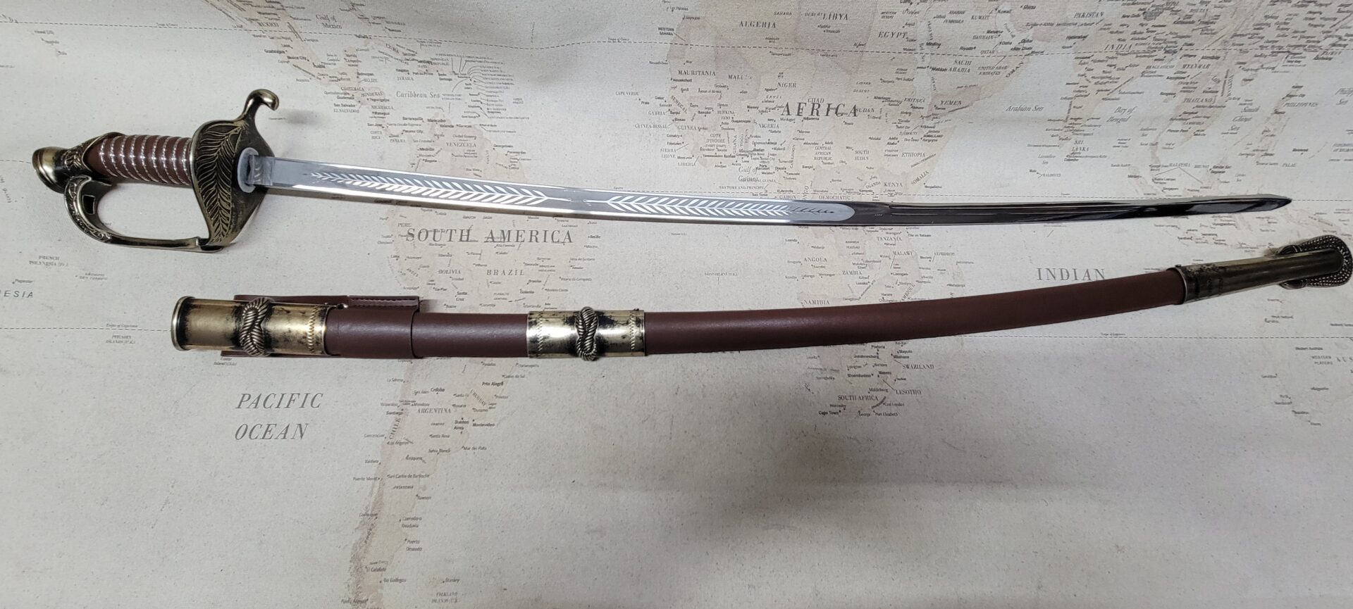 Aged Steampunk Edwardian Prop Saber with Scabbard